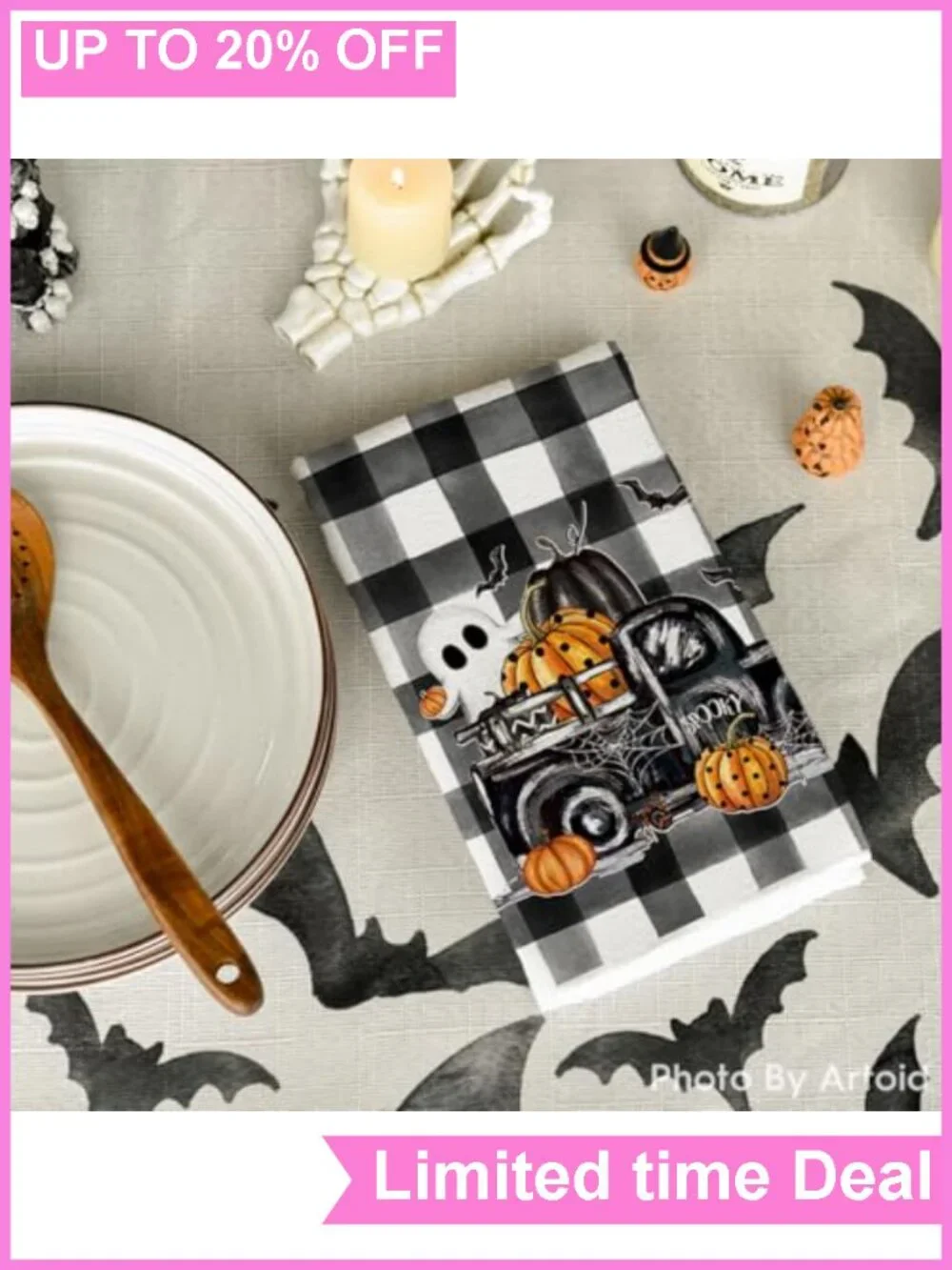 Halloween Kitchen Towels Set of 4 18x26 Inch Absorbent Polyester